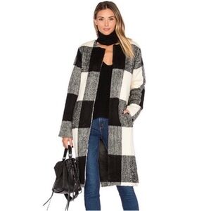 TULAROSA MK Coat In Black/Ivory Large Plaid Print Anine Bing Vibes
